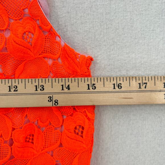 ALC Adriana Crop Top Women 0 Neon Orange Floral Lace Crew neck Scalloped Crochet - Picture 12 of 15